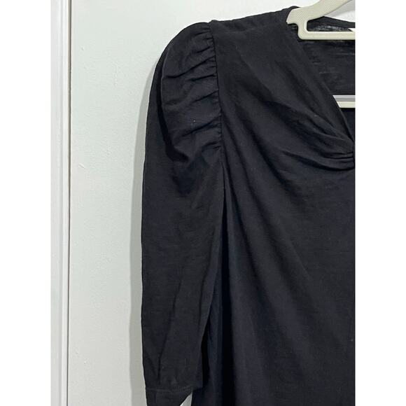 Rebecca Taylor Twist Front Blouse Small Black Wool Blend Jersey Knit Whimsigoth - Picture 3 of 6